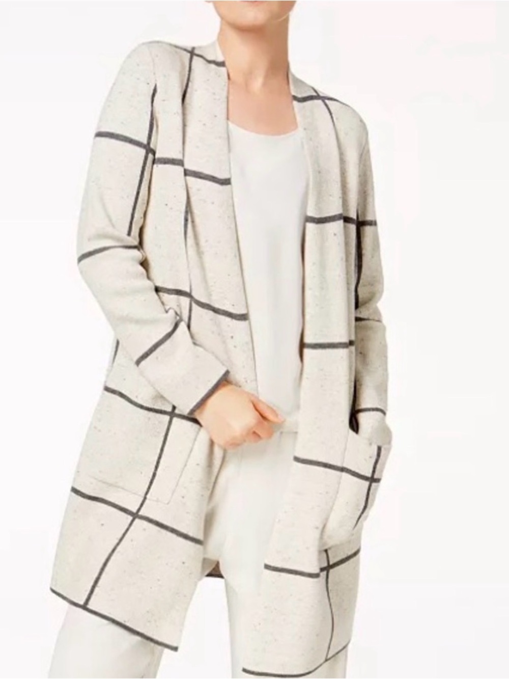 Eileen Fisher Peppered Organic Cotton Wool Cardigan